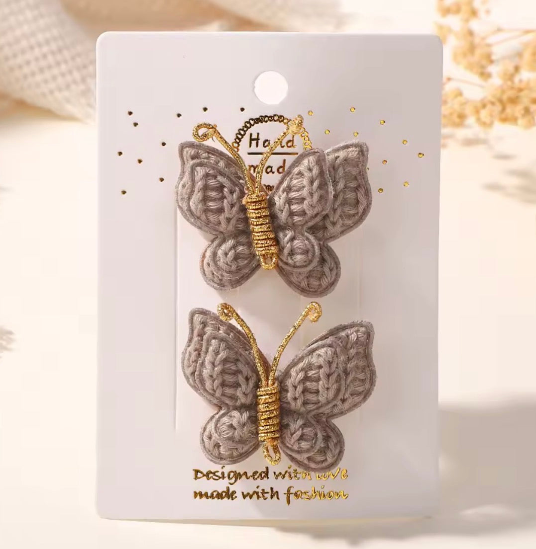 Broches mariposa tejida 1 par