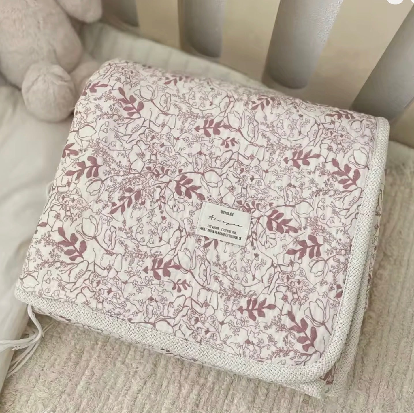 Cobija premium muselina/peluche floral