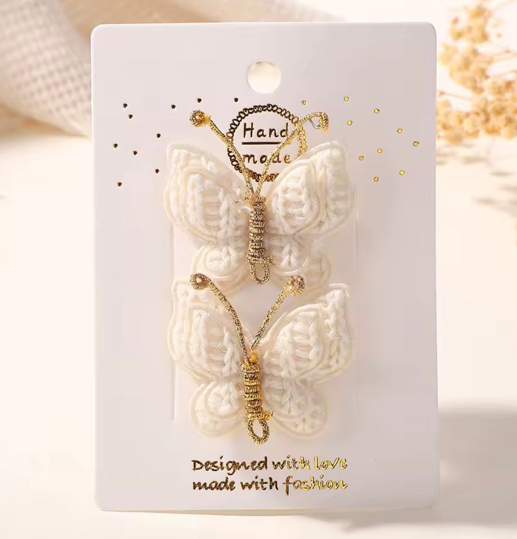 Broches mariposa tejida 1 par