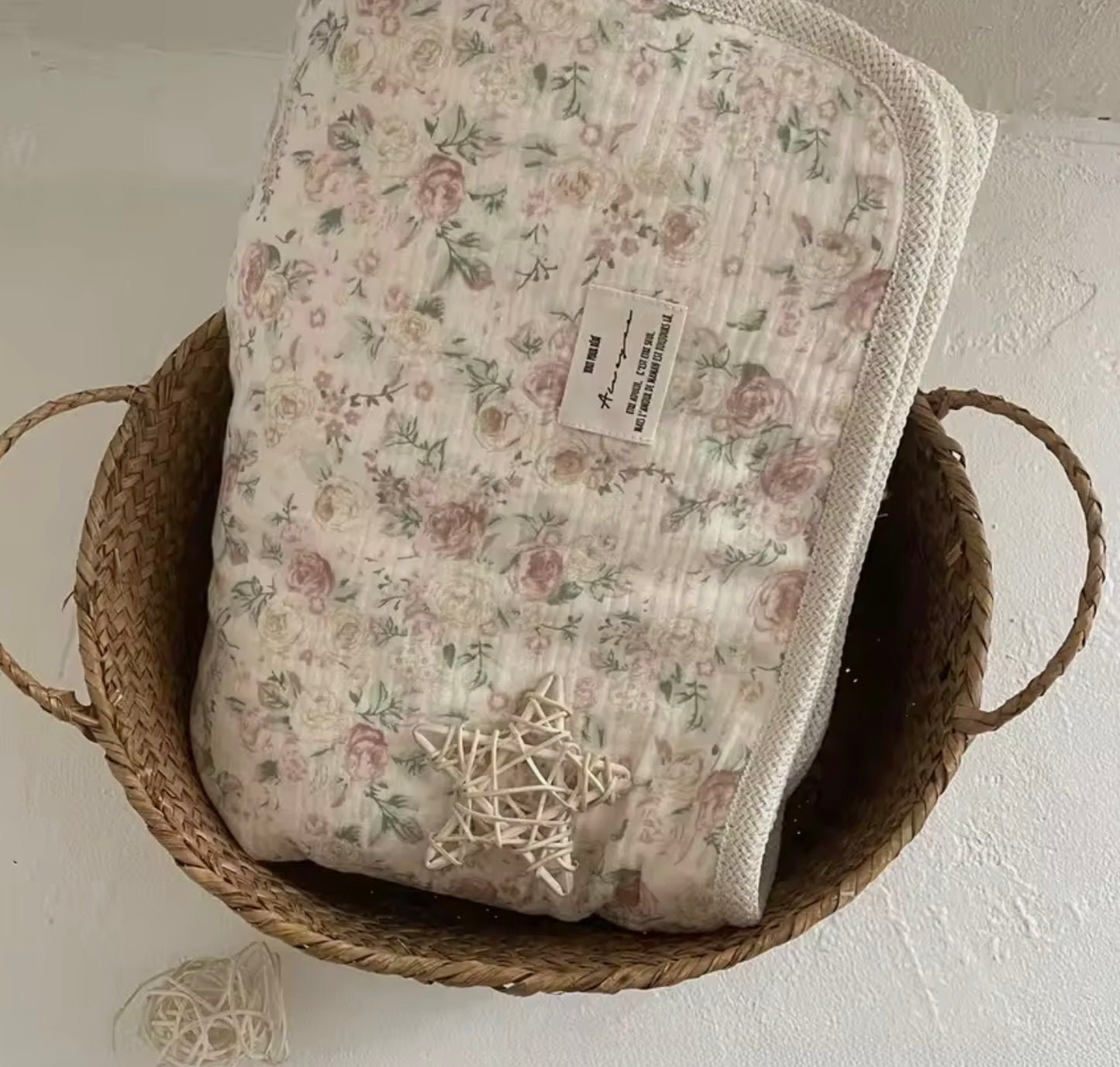 Cobija premium muselina/peluche floral
