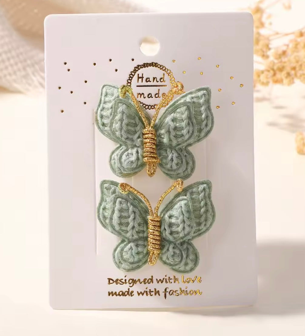 Broches mariposa tejida 1 par