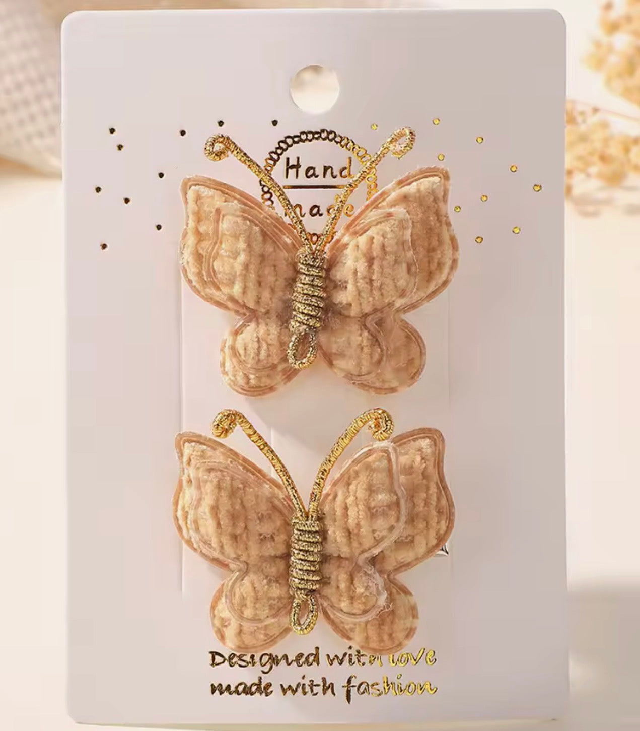 Broches mariposa tejida 1 par