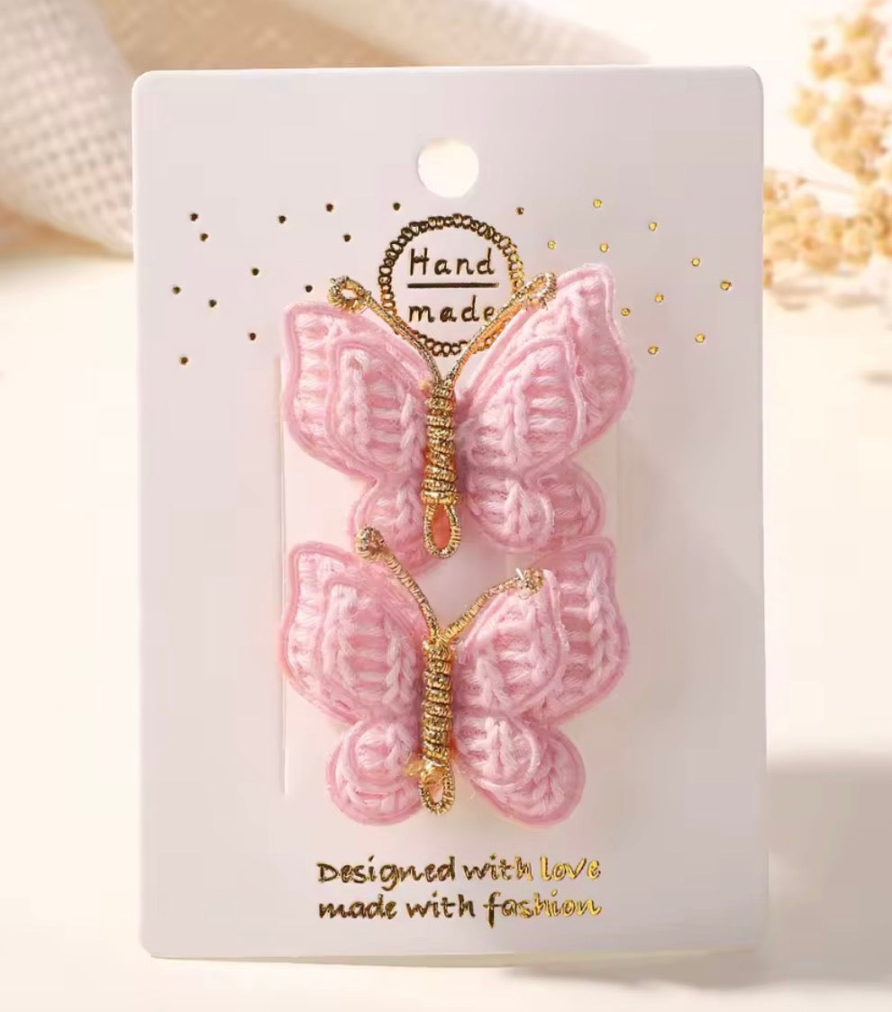Broches mariposa tejida 1 par